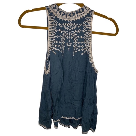 Ecoté Blue Tribal Pattern Halter Top - Picture 1 of 11